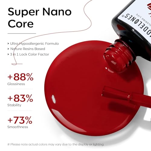 modelones Red Gel Nail Polish Cherry Red Dark Wine Christmas Gel Nail Polish Nail Art New Year Party 15 ML