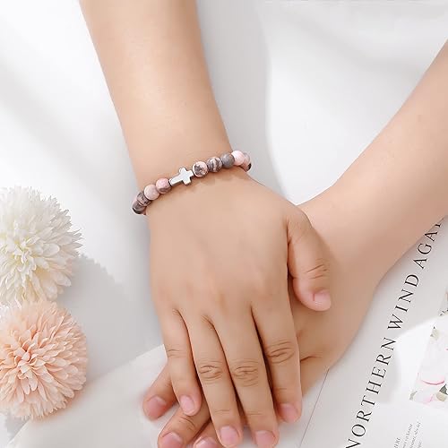 QWNHONEY Christian Gifts for Women Cross Beads Bracelet Catholic Religious Mothers Day Birthday Christmas Gifts for Women Mother Daughter Sister Girlfriend Grandma Wife4