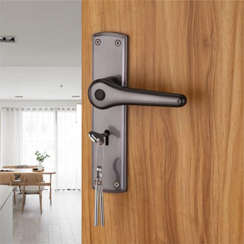 Image of Atom 8 Inch Heavy Duty Mortise Door Lock for Bedroom, Living Room, Main Door, Black-Gray Finish | 3 Keys | 6 Lever Double Stage Lockset for House Hotel Office (O66KY)