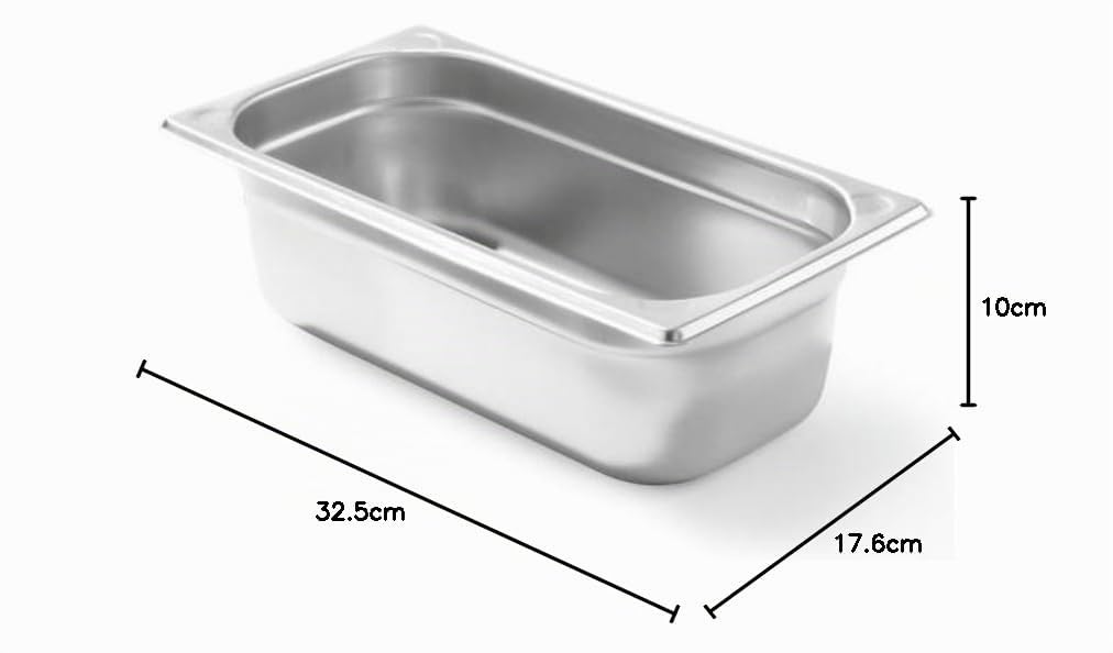 HENDI Contenitore Gastronorm GN 1/3, Kitchen Line, resistenza termica -40 °C a 250 °C, adatto a forno e bagnomaria, 4L, 325x176x(H) 100mm, acciaio inox