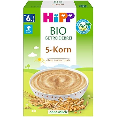 Hipp Bio-Getreide-Breie ungesüßt, Fünf Korn, 6er Pack (6 x 200 g) Cover