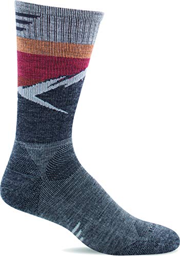 Meia masculina de compressão moderada Sockwell Modern Mountain Crew, Cinza, Large / X-Large