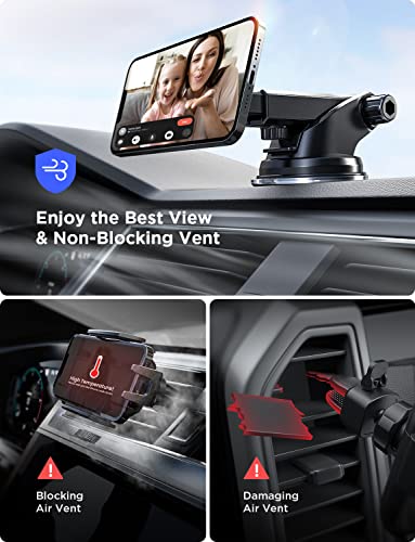 Lisen Magnetic Phone Holder For Car Mount Universal Dashboard Windshield Magnet Car Phone Holder Mount Industrial-Strength Suction Cup Car Magnet Phone Mount For Cell Phone & All Tablets (Black) #TOP1