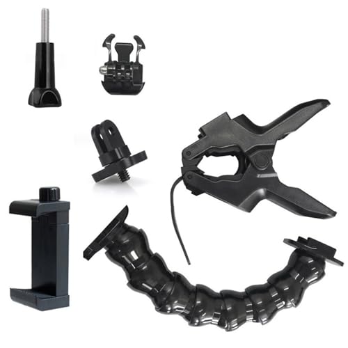 Qaonsciug Accessori per fotocamere Supporto a morsetto a braccio lungo per fotocamera di azione Supporto flessibile a collo d'oca