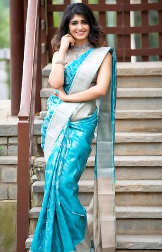 Image of C J Enterprise Women's Banarasi Saree Pure Kanjivaram Style Silk Saree With Blouse Piece for Wedding (Shiv-1)