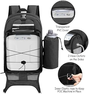CURMIO Portable Oxygen Concentrator Backpack, POC Carrying Bag Compatible for Inogen, OxyGo and Caire Units, Bag Only