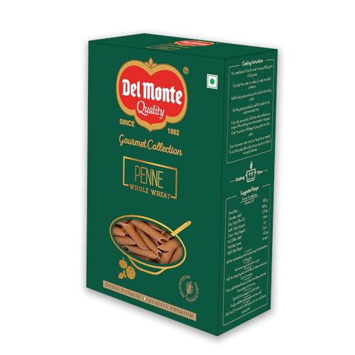 Image of Del Monte Whole Wheat Penne Pasta, 500g | 100% Whole Wheat | Healthy Pasta - No Maida | Gourmet Pasta | High Protein & Fibre | 100% Vegetarian, 0% Cholesterol & Trans Fat