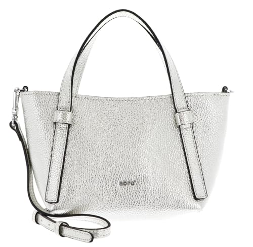 ABRO Leather Shimmer COSMO sac en cuir noble blanc or argenté
