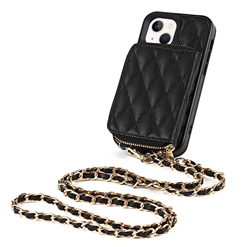 Zouzt Vogue Crossbody Case Compatible With Iphone 13 Mini Case Wallet Leather Case Separable Multiple Cards Slot Bag Cover Holder Wrist Strap Lanyard Purse Case For Iphone 13 Mini 5G 5.4 Inch Black #TOP6