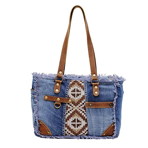 Myra Bag Western Canvas Shoulder Handbag for Women - Cotton & Upcycled Leather Bag Sofia