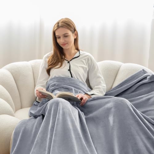 WAVVE Kuscheldecke Flauschig Decke Fleecedecke - Sofadecke 150x200 cm Warm Wohndecke Couchdecke, Hellgrau Decke Weich Sofaüberwurf XL – Ansicht 5