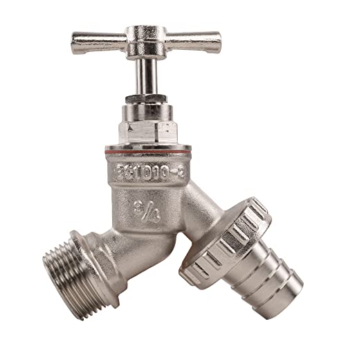 Standard 1/2" bspm OR Large 3/4" bspm Silver Brass Traditional bib tap,NO TARNISHING JUST Shiny! (1/2" bspm)