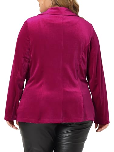Image of Agnes Orinda Plus Size Velvet Blazers Jackets for Women Casual Lapel Suit Office Work Blazer | Soft Velvet Fabric, Notched Lapel, Button Closure, Vintage Party Style, Long Sleeve Casual Blazer Jacket