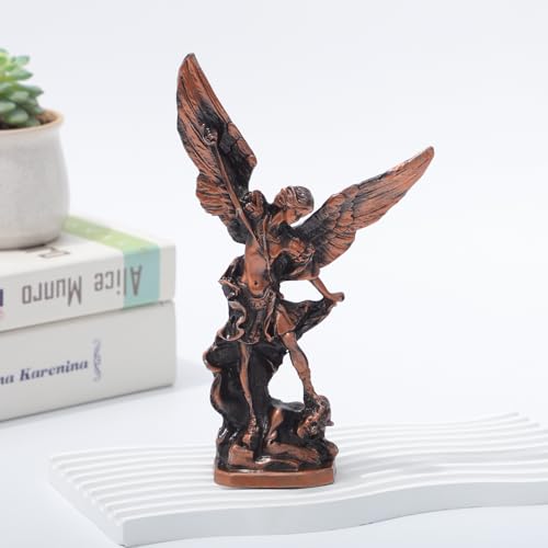Estatua San Miguel Arcángel metálica 8.3 pulgadas miniatura 7