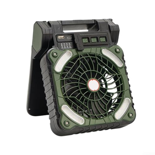 Ventilateur de camping solaire avec lanterne LED et batterie rechargeable 5200 mAh