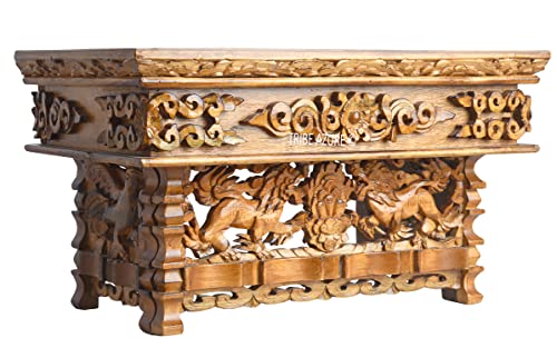 Small Altar Table, Meditation Table Altar, Small Puja Table, Meditation Altar Wood Wiccan Altar Table Buddhist Table, Tea Table Japanese, Small Low Side Table Dragon (Snow Lion Small)