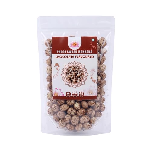 Image of PHOOL SWAAD Chocolate Roasted Makhana (110GM) - Sweet Crispy Fox Nuts | Dark Chocolate Infused Gourmet Lotus Seeds | Healthy Diet Dessert Snack, High Protein, Plant-Based