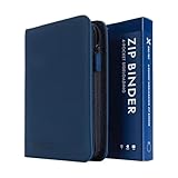 Vault X 4 Pocket Trading Card Zip Binder, 160 cards, Premium Exo-Tec Album Material, 20 Side-Loading Pages, Folder for Collectible Card Games, Sports, TCG (Blue)