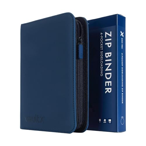Image of Vault X 4 Pocket Zip Binder, 160 Cards, Exo-Tec Material, 20 Side-Loading Pages (Blue)