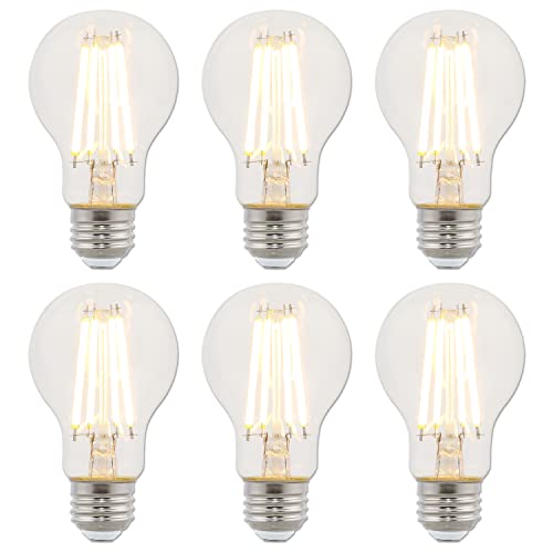Image of Westinghouse 5167220 8 Watt (75 Watt Equivalent) A19 Dimmable Clear Filament LED Light Bulb, Medium Base, 6 Pack