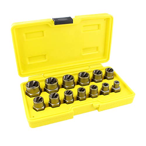 ABN Bolt and Nut Remover Sockets - 3/8 Inch Nut and Bolt Extractor Set Impact Sockets for Stripped Bolts, 13 Piece