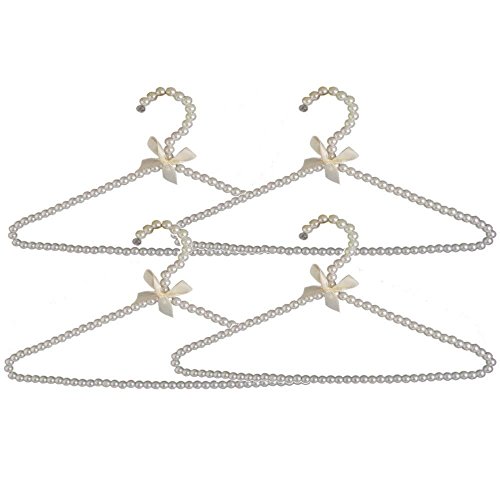 Whosee 4 Pack Clothes Pearl Hanger 10KG Weight Bearing Trouser Bead Skirts Hanging Holder White
