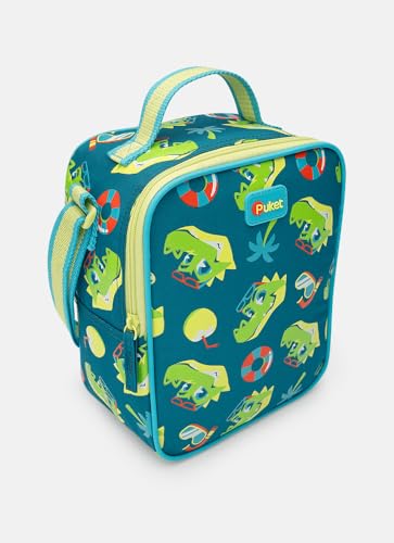 Puket Lancheira Térmica Infantil Menino Dinossauro Verde Jacaré Escolar