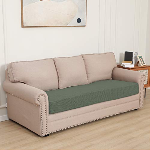 Image of Easy-Going Stretch 1 Piece Oversized Couch Cushion Cover for Sofa | X-Large Sofa Cushion Furniture Protector Sofa Seat sofa slipcover Washable sofa cover soft with Elastic Bottom Greyish Green
