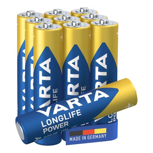 VARTA Batterien AAA, 10 Stück, Longlife Power, Alkaline, 1,5V, ideal für Spielzeug, Funkmaus, Taschenlampen, Verpackung zu 90% recycelt, Made in Germany