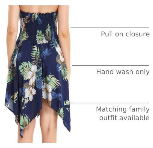 Image of Matchable Family Hawaiian Luau Men Women Girl Boy Clothes in Pineapple Garden Navy