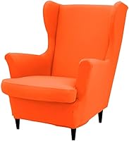 Vista 9 de Fundas para silla Wingback, 2 piezas, fundas elásticas para sillón de ala de color sólido con parte inferior elástica, protector de muebles