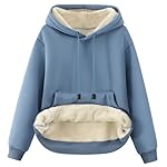 Gihuo Women's Winter Warm Hoodie Sherpa Fleece Lined Pullover Hoodie Hooded Sweatshirt