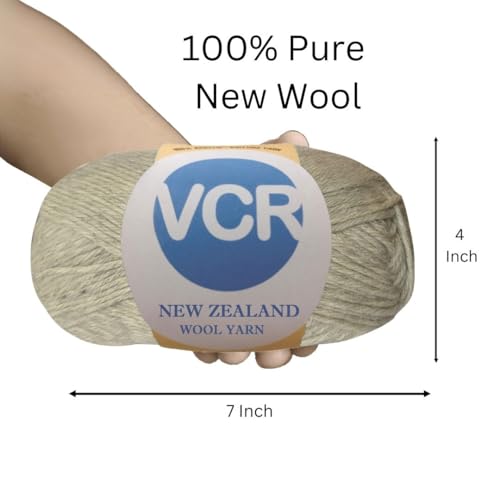Image of VCR Light Grey Chunky Wool Yarn, 100 Grams, Hank, 196 Meters, 100% New Zealand Wool Knitting Yarn, Soft Crosia Thread Suitable for Baby Blankets & Booties Pack of 1