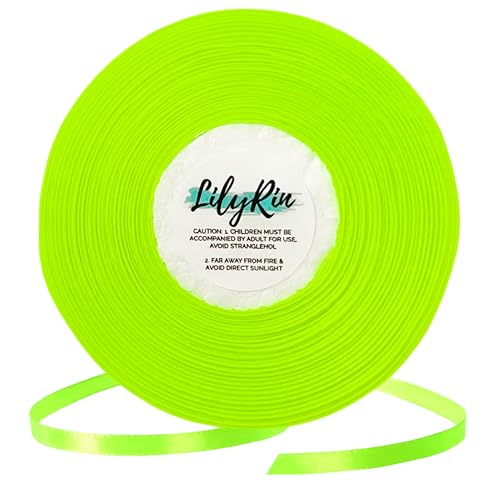 Image of Key Lime Ribbon 1 /4 Inches 36 Yards Satin Roll Perfect for Scrapbooking, Art, Wedding, Wreath, Baby Shower, Packing Birthday, Wrapping Christmas Gifts or Other Projects Neon Green