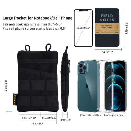 VIPERADE VE3-P EDC Pouch Small EDC Tool Bag Organiser Bag Pocket Organiser Nylon Multitool Bag Small for Torch Multitools Pen Notebook Black