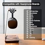 GEVO Walnut Headphone Stand, Wood Headset Stand for Desk, Universal Headphone Holder Gaming Headset Rack with Storage Base Compatible for AirPods Max, Bose, Razer, Sennheiser, Jabra, JBL, AKG - Image 4