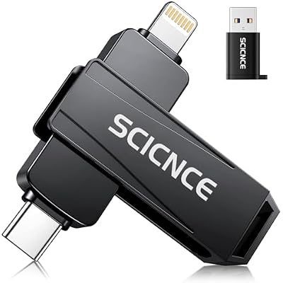 256GB Phone Flash Drive Photo Stick, USB Memory Stick for Photo Video Backup & Storage, No APP Required, Compatible with iPhone iPad Android PC, Space Gray