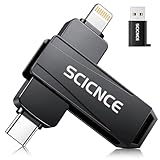 SCICNCE 512GB Phone Flash Drive Photo Stick, USB Memory Stick for Photo Video Backup & Storage, No APP Required, Compatible with iPhone iPad Android PC, Space Gray