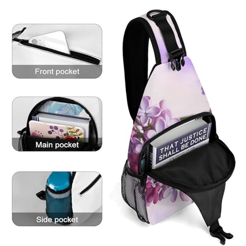 Mochila deportiva Lilac Flowers tipo sling para hombre mujer miniatura 4