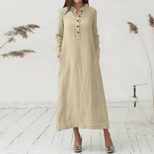 Zomer Sling Strap Lange Katoenen Linnen Jurk Vrouwen Losse Zak Ronde Hals Mouwloze Jurken kopen vanaf een prijs van 11