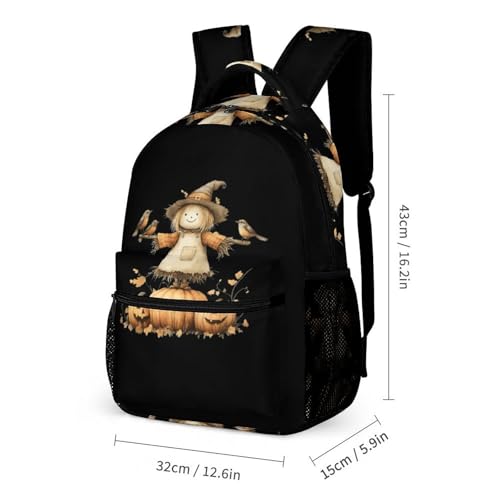Autumn Scarecrow Pumpkins Cute Backpacks Set Lightweight Lunch Bag Aesthetic Pencil Cases for Travel Work2
