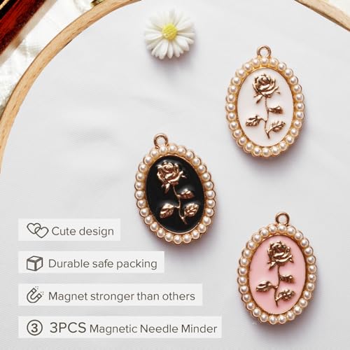 Image of Needle Minder for Embroidery, 3pcs Magnetic Needle Keeper for Cross Stitch, Lovely Cartoon Pin, Needlework Storage Accessory, Gift for Cross Stitch Lover (45-Needle)
