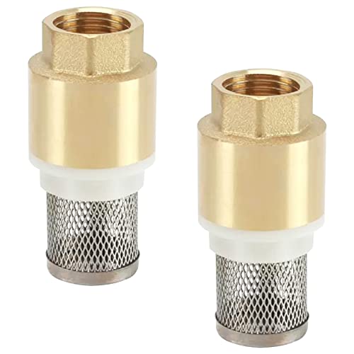 Amfrpar 2 Pièces Clapet Anti Retour 1/2 Crépine Flottante avec Panier en Inox Crepine Pompe Laiton Clapet Pied Clapet Anti-retour pour DN15 le Raccordement Au Tuyau D'aspiration