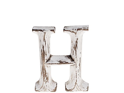 kadoh Buchstabe H aus Holz (8 cm) zum Aufstellen • Handgemachte Holzbuchstaben in Vintage-Look als Deko (Creme-Weiß Vintage) Cover