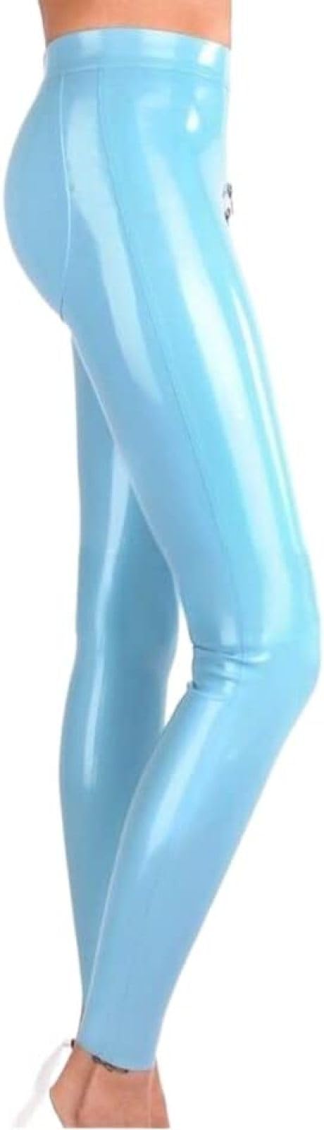 Seeblaue Sexy Latex-Leggings, Gummihose, Hose, Unterteil, Reißverschlüsse Von Vorne Nach Hinten,Transparentes Lila,XXL