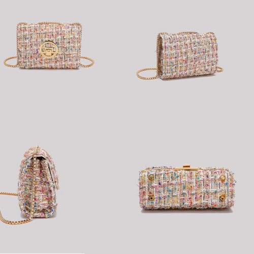 Crossbody Bags for Women Small Handbags Leather Shoulder Bag Tweed Purses Evening Bag Clutch Satchels with Chain Strap3
