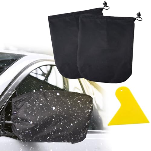 Cubierta de Espejo de Vista Lateral,Fundas para Espejos Laterales Coche,Protector de Espejo Lateral,Cubierta de Espejo de Coche,Protección para Retrovisores Exteriores,Universal Negro,1 Par