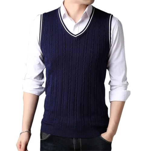 Men's Classic Knit Sweater Vest V-Neck Slim Fit Sleeveless Pullover Winter Casual Fashion Basic Tops