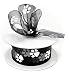 Sheer Black Organza Ribbon with White Paw Prints 1 1/2" X 25 Yds Spool