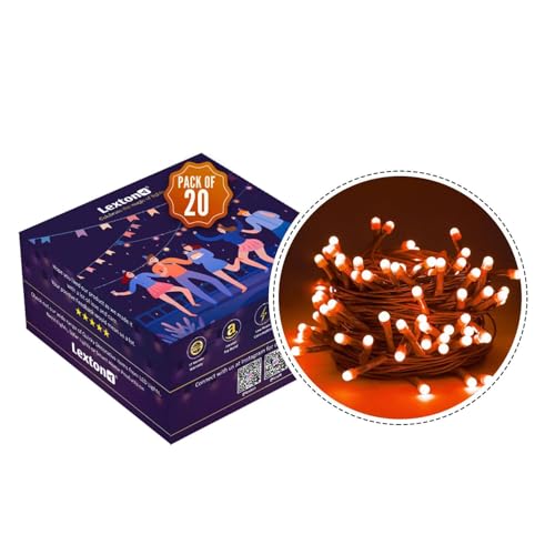 Image of Lexton 40 LED Power Pixel Serial String /Fairy Light | Plug Sourced | Suitable for Home & Outdoor Decoration, Diwali, Christmas, Ramadan, Wedding, Party, Festival (Pack of 20, Orange)